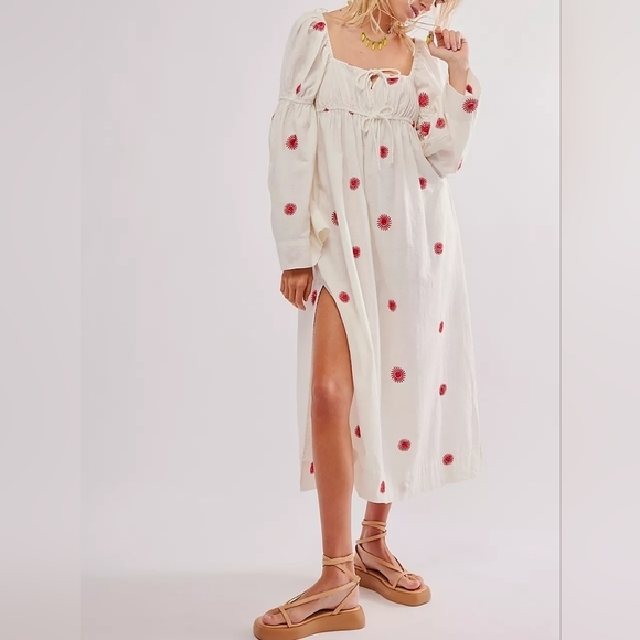 NWOT Free People Emory Embroidered Midi Dress $168  Small - Picture 4 of 9
